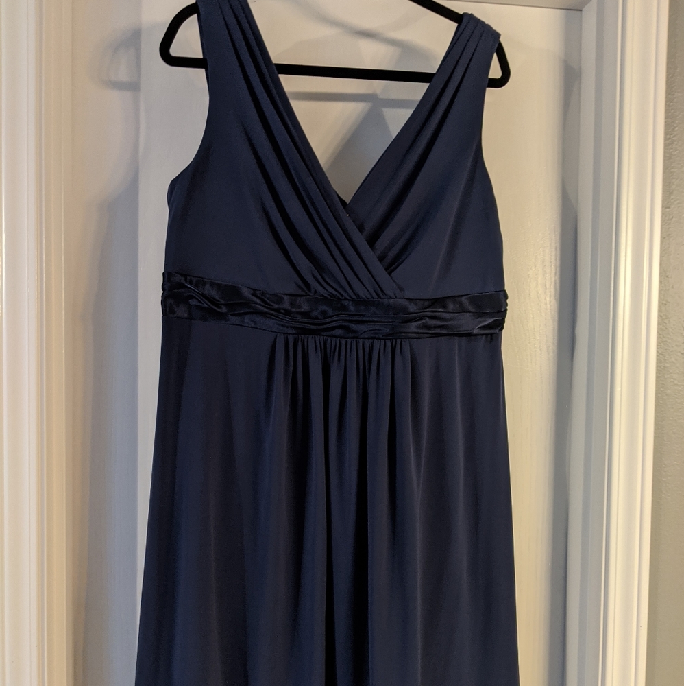 David's Bridal Knee Length Navy Bridesmaid Dress
